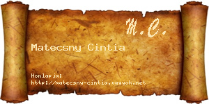 Matecsny Cintia névjegykártya